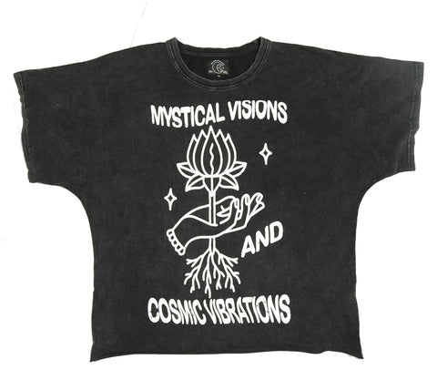 Mystical Visions And Cosmic Vibrations - Oversized Worn Black Shirt  SALE!!