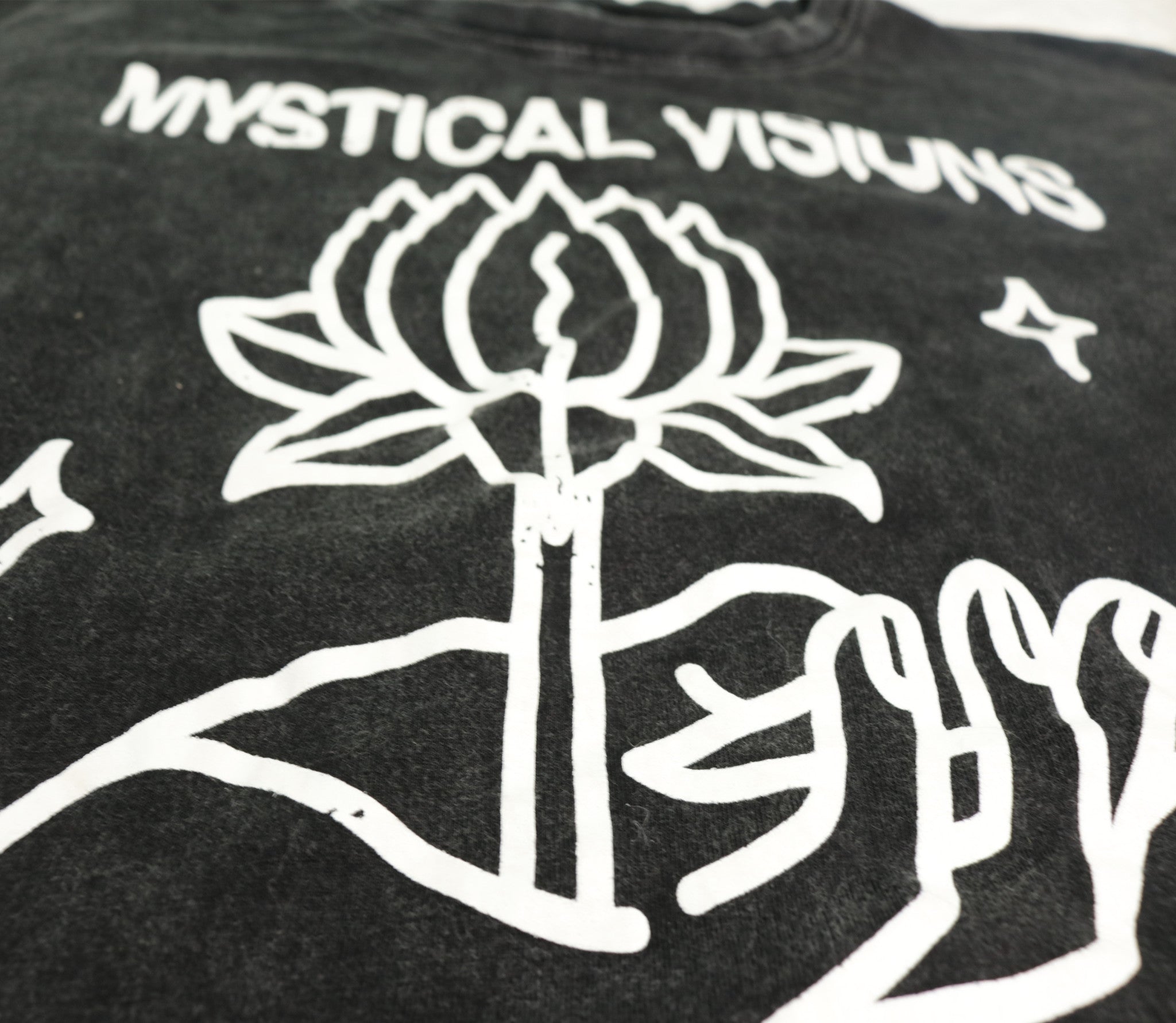 Mystical Visions And Cosmic Vibrations - Oversized Worn Black Shirt