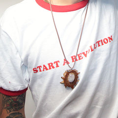 Start A Revolution - White Red Ringer T-Shirt  SALE!