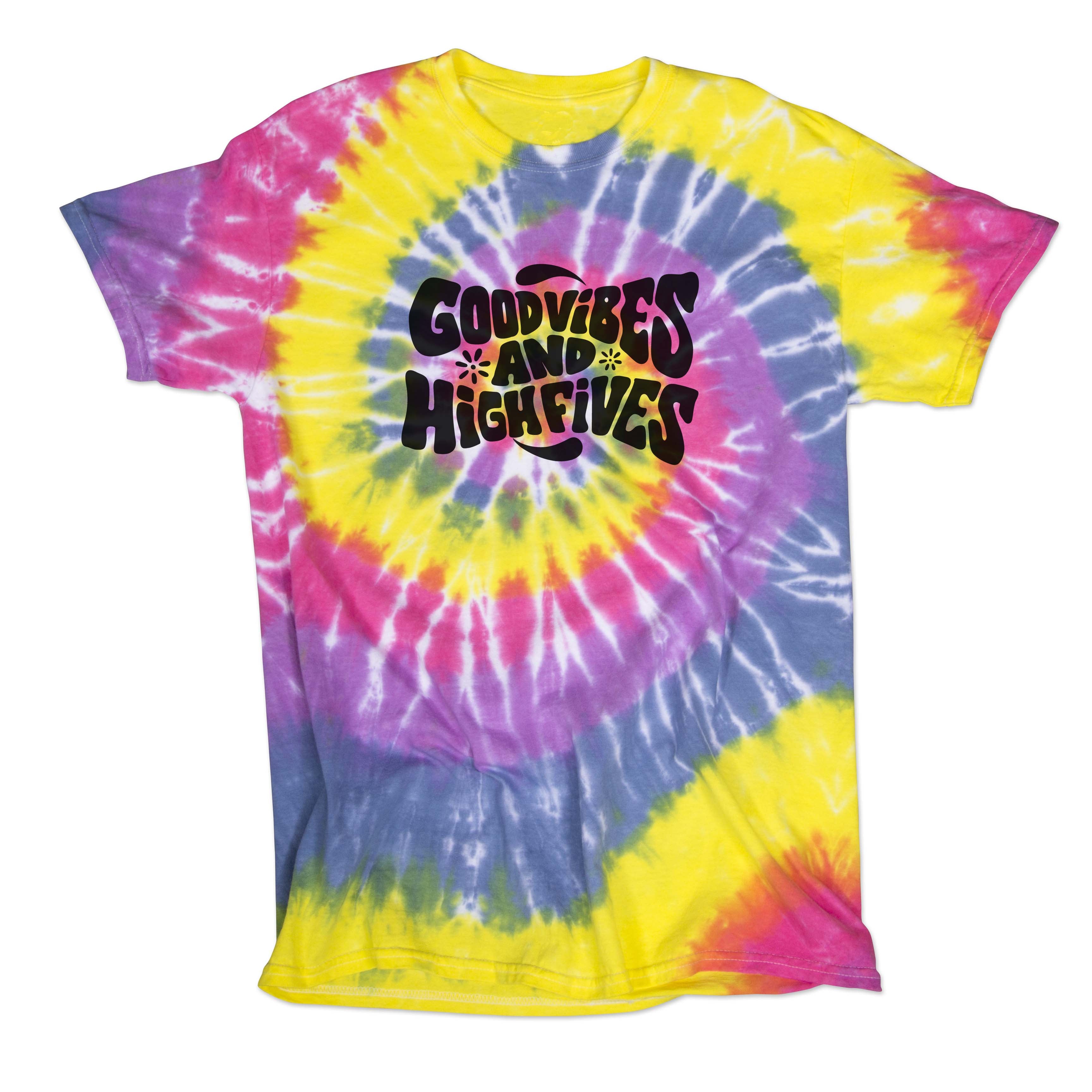 Good Vibes and High Fives Pastel Tie-Dye Shirt