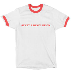 Start A Revolution - White Red Ringer T-Shirt  SALE!